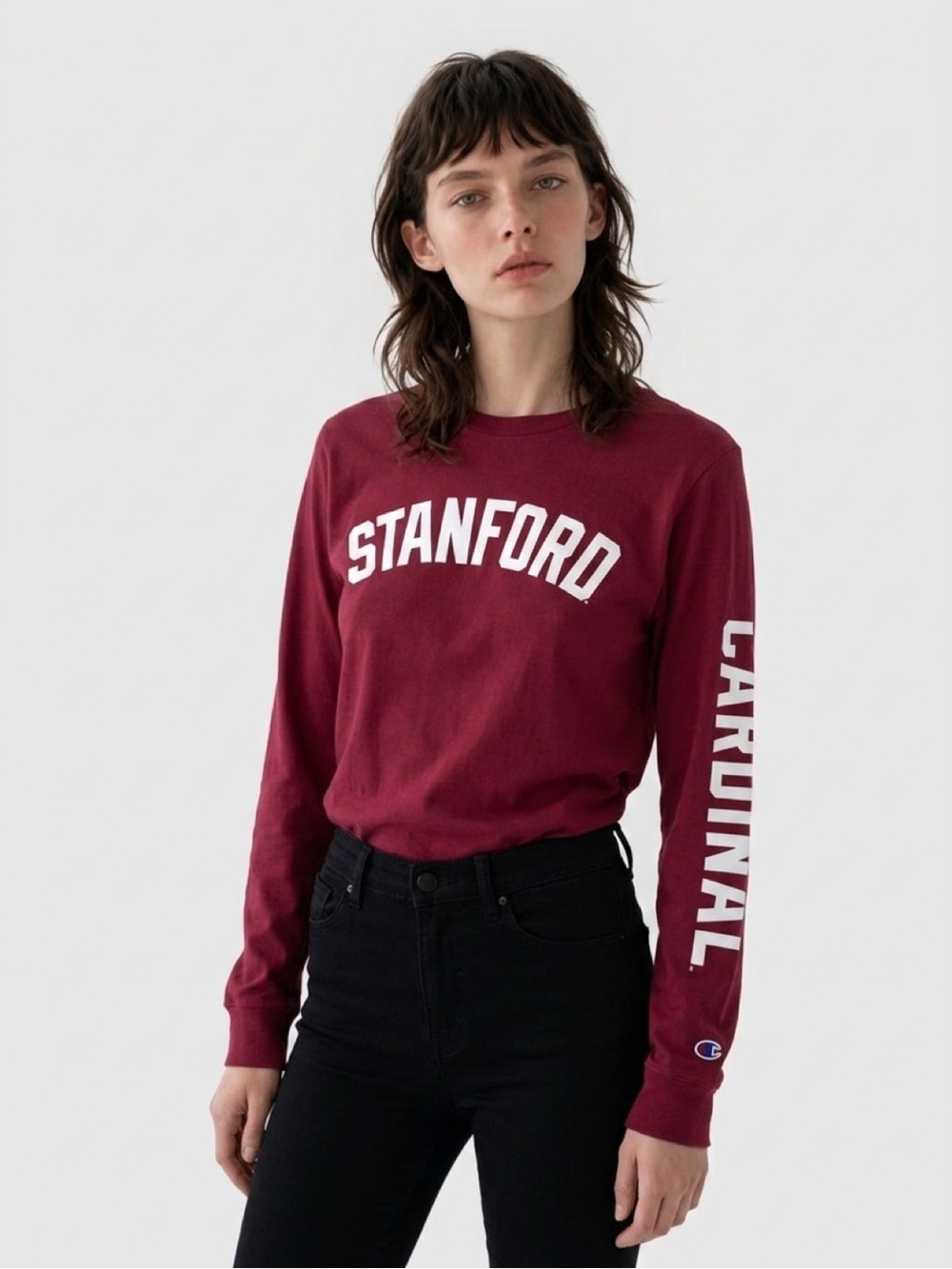 Champion Cardinal Long-Sleeve Stanford Crewneck Tee